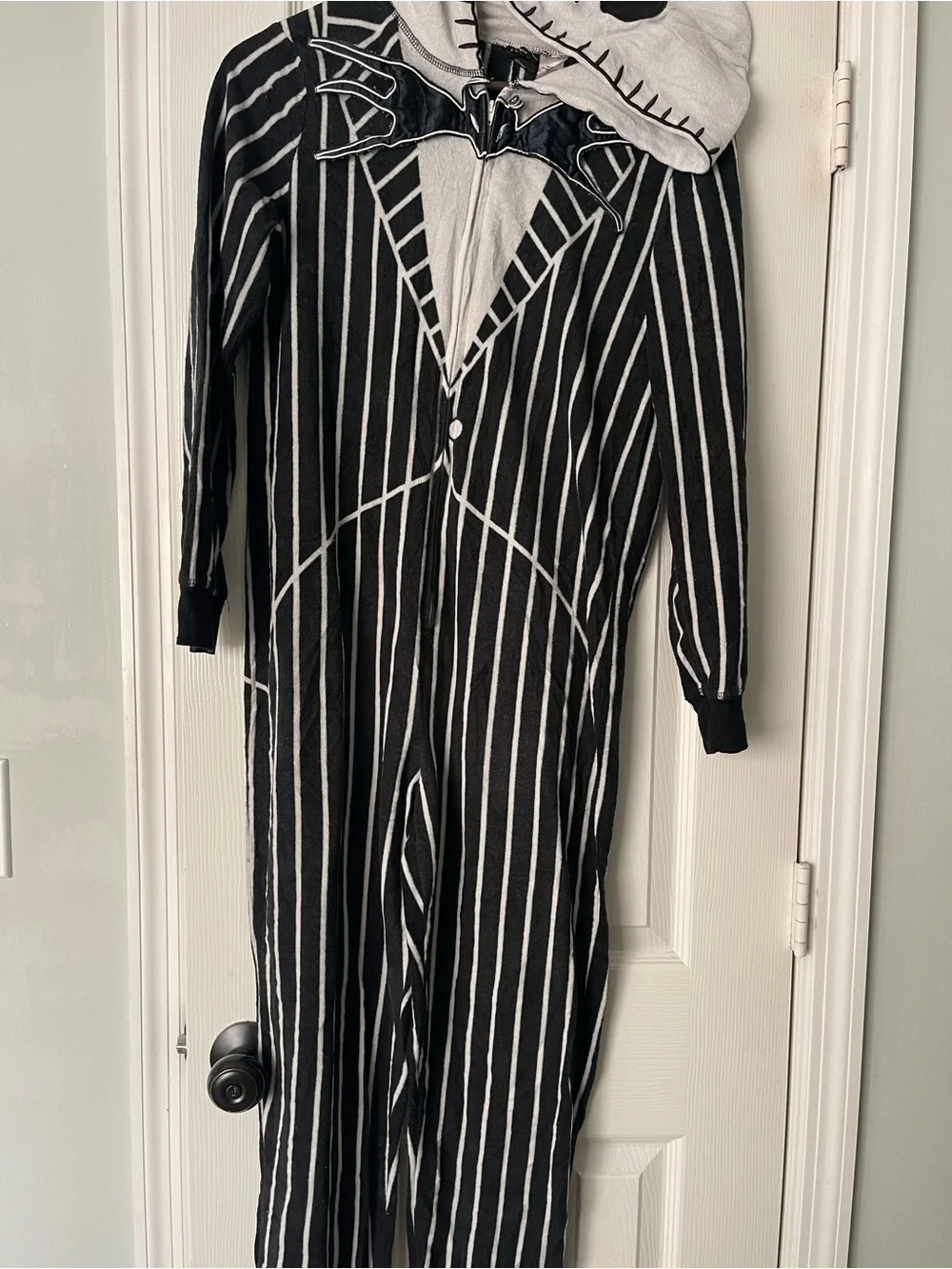 Disney Nightmare Before Christmas Jack Skellington Hooded Pajama Union Suit M